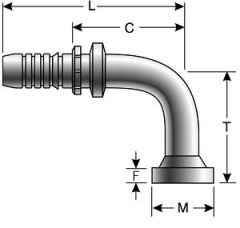 Code 61 Komatsu Style O-Ring Flange - 90° Bent Tube