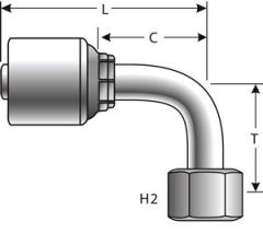Female British Standard Parallel Pipe O-Ring Swivel - 90° Bent Tube