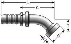 Caterpillar Style O-Ring Flange - 45° Bent Tube