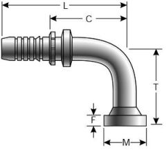 Caterpillar Style O-Ring Flange - 90° Bent Tube