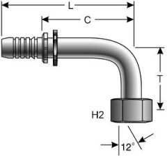 Female French GAZ Swivel - 90° Bent Tube