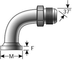 Code 61 O-Ring Flange to Male JIC 37° Flare - 90° - High Pressure