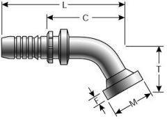 Caterpillar Style O-Ring Flange - 67 1-2° Bent Tube