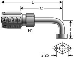 Special Flange - 90° - Engine Oil Connection (Code 61 2 Bolt) - Steel
