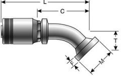 Caterpillar Style O-Ring Flange - 45° Bent Tube