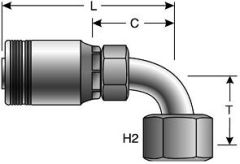 Female Flat-Face Swivel - 90° Bent Tube