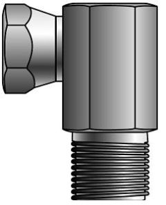 Female British Standard Pipe Parallel Swivel to Male Pipe NPTF - 90°