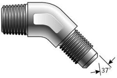 British Male Standard Pipe Tapered Thread to Male JIC 37° Flare - 45°