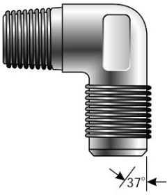 British Male Standard Pipe Tapered Thread to Male JIC 37° Flare - 90°