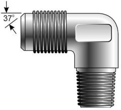 Male JIC 37° Flare to Male Pipe NPTF - 90°