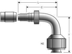 Female JIC 37° Flare Swivel - 90° Bent Tube - Steel