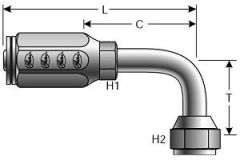 Female JIC 37° Flare Swivel - 90° Bent Tube