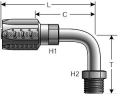 Male SAE 45° Flare Inverted Swivel - 90° Bent Tube - Steel