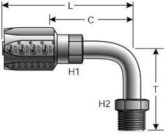 Male SAE 45° Flare Inverted Swivel - 90° Bent Tube - Steel