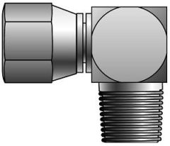 Female JIC 37° Flare Swivel to Male Pipe NPTF - 90°