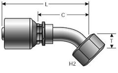 Female British Standard Parallel Pipe O-Ring Swivel - 45° Bent Tube