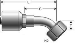 Female Flat-Face O-Ring Swivel - 45° Bent Tube