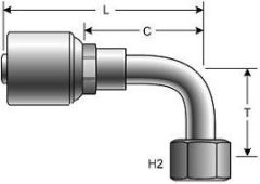 Female Flat-Face O-Ring Swivel - 90° Bent Tube