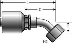 Female JIC 37° Flare Swivel - 45° Bent Tube