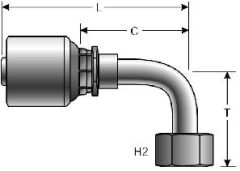 Female JIC 37° Flare Swivel - 90° Bent Tube