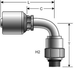 Male O-Ring Boss Swivel - 90° Bent Tube