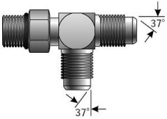 Male O-Ring Boss to Male JIC 37° Flare to Male JIC 37° Flare - Tee