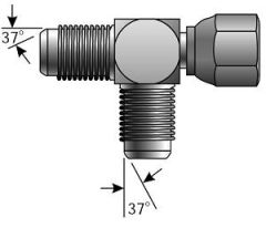 Male JIC 37° Flare to Female JIC 37° Flare Swivel to Male JIC 37° Flare - Tee