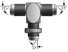 Male JIC 37° Flare on Run to Male JIC 37° Flare Bulkhead - Tee