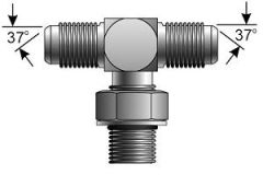 Male JIC 37° Flare on Run to Male O-Ring Boss - Tee