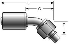 Female SAE Tube O-Ring Nut Swivel - 45° Bent Tube - Steel