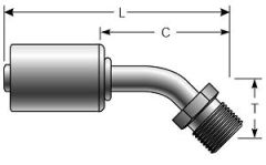 Male Inverted O-Ring - 45° Bent Tube - Aluminum