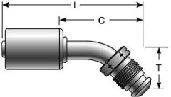 Male SAE 45° Flare - 45° Bent Tube - Aluminum