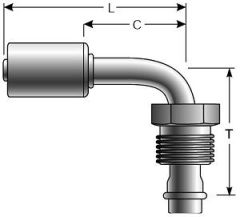 Male SAE Tube O-Ring Nut - 90° Bent Tube - Aluminum