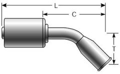 Female (Ford) Spring Lock - 45° Bent Tube - Aluminum