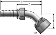 Female JIC 37° Flare Swivel 45° Bent Tube 