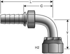 Female JIC 37° Flare Swivel 90° Bent Tube 