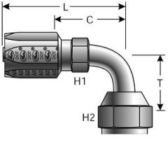 Female JIC 37° Flare Swivel - 90° Bent Tube - Steel