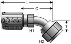 Female SAE 45° Flare Swivel - 45° Bent Tube - Steel