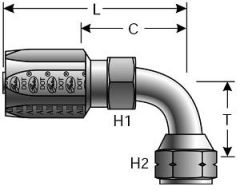 Female SAE 45° Flare Swivel - 90° Bent Tube - Steel