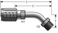 Male SAE 45° Flare Inverted Swivel - 45° Bent Tube - Steel