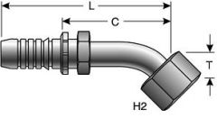 Female Flat-Face O-Ring Swivel - 45° Bent Tube