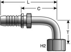 Female Flat-Face O-Ring Swivel - 90° Bent Tube