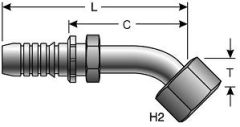 Female JIC 37° Flare Swivel - 45° Bent Tube