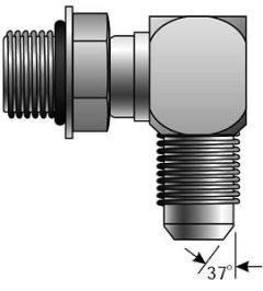 British Male Standard Pipe Parallel with O-Ring to Male JIC 37° Flare - 90°