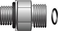 British Male Standard Pipe Parallel with O-Ring to Male Flat-Face O-Ring - Long