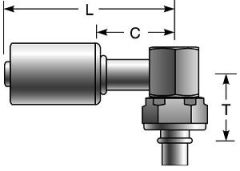Compressor Female SAE Tube O-Ring Nut Swivel - 90° Block - Steel
