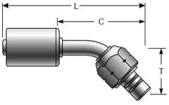 Female SAE Tube Dual O-Ring Metric Nut - 45° Bent Tube - Aluminum