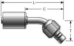 Female SAE Tube Dual O-Ring Nut - 45° Bent Tube - Aluminum