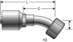 Female Flat-Face O-Ring Swivel - 30° Bent Tube