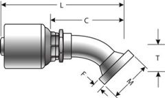 Code 61 O-Ring Flange - 45° Bent Tube